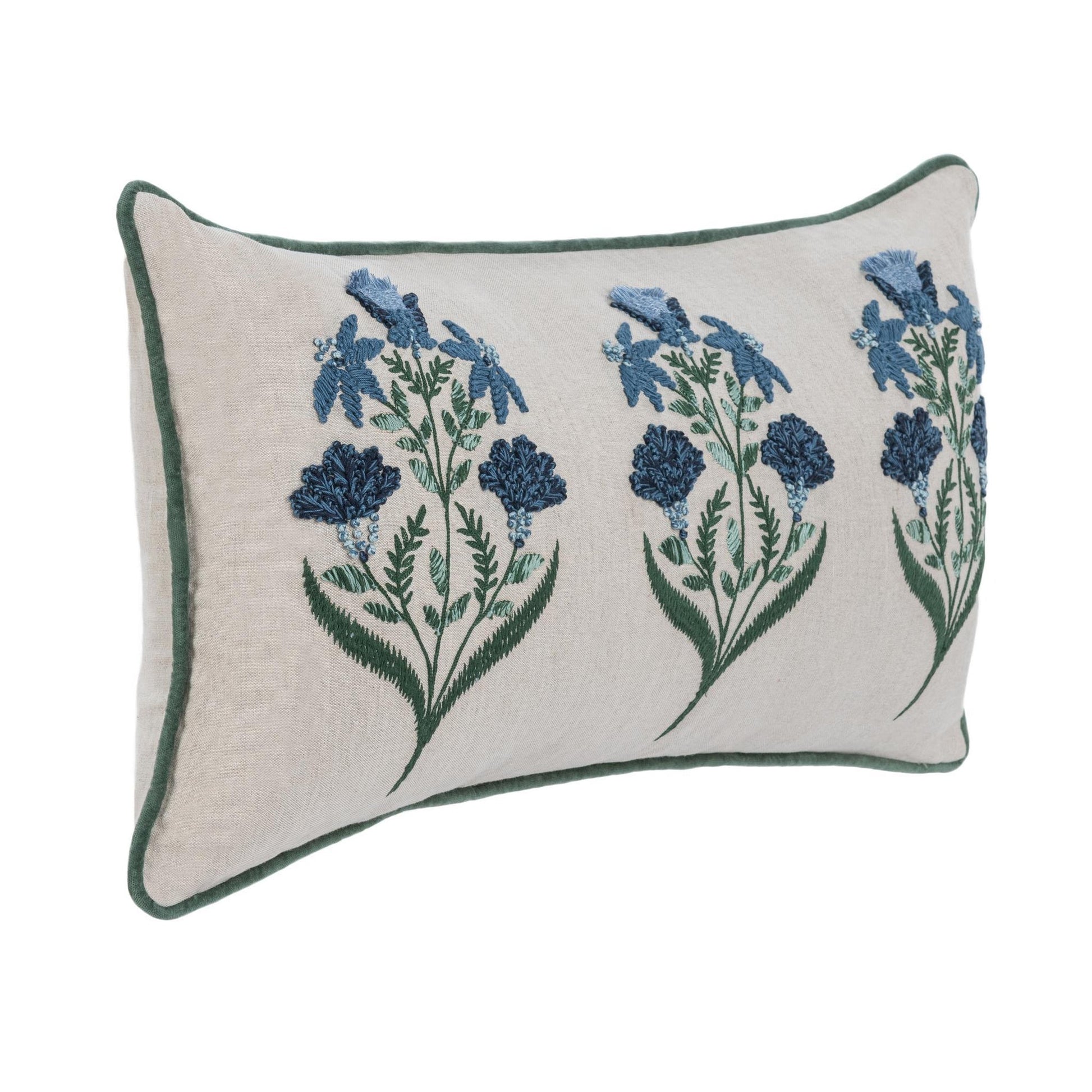Floral Natural/Blue 50% Linen Pattern NV Belcourt 14x26 Collection