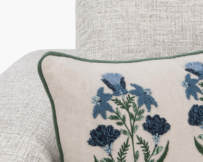 Floral Natural/Blue 50% Linen Pattern NV Belcourt 14x26 Collection