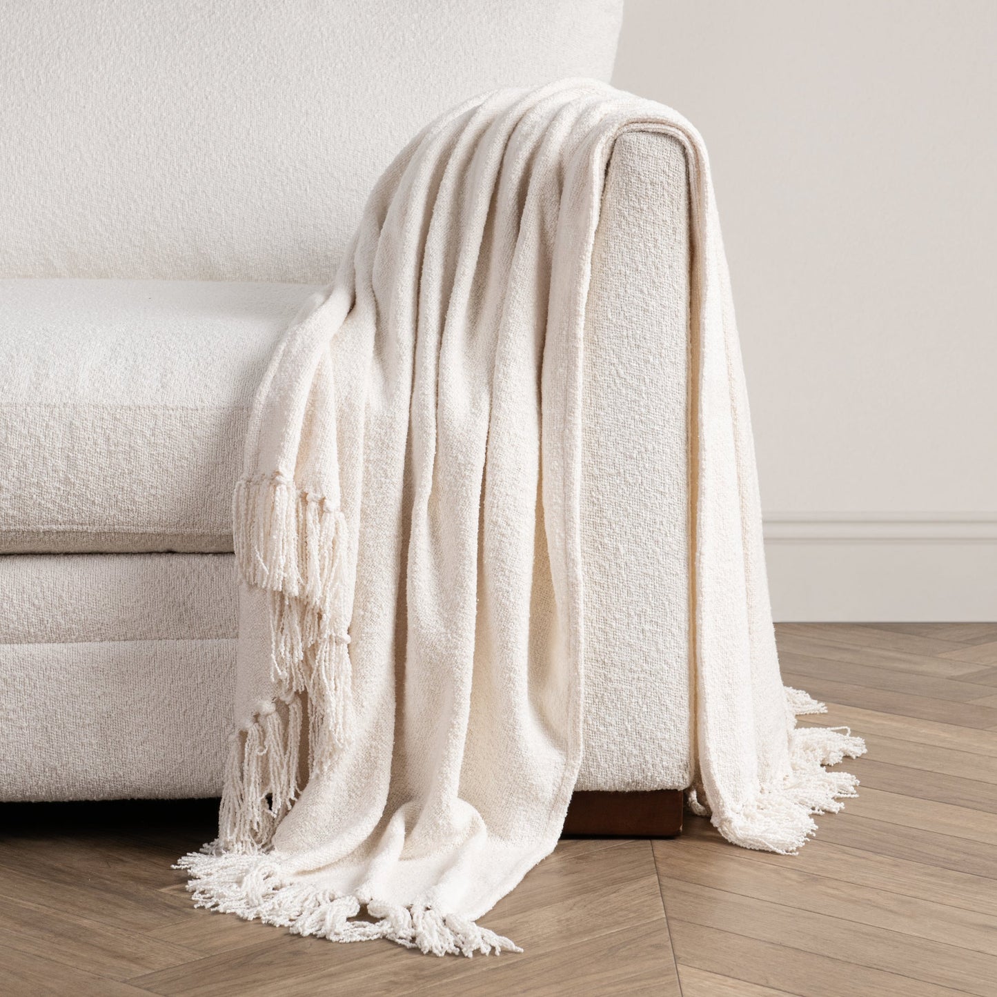 Ivory 88% Viscose Blankets & Throw TC Aria Boucle Throw 50x70 Collection