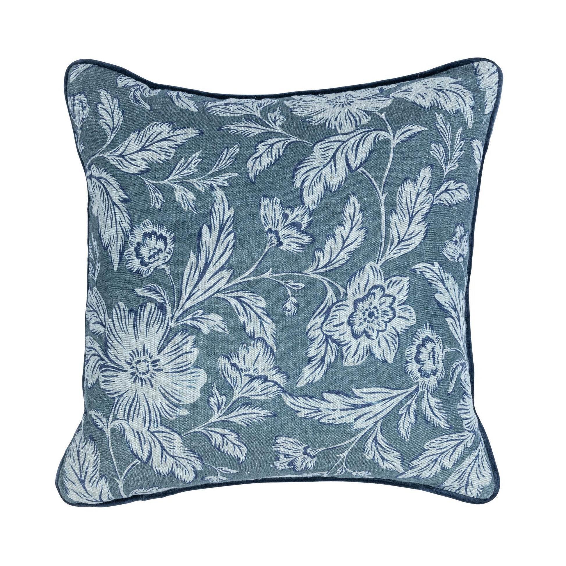 Denim Blue 100% Linen Pattern NV Davenport 22x22 Collection