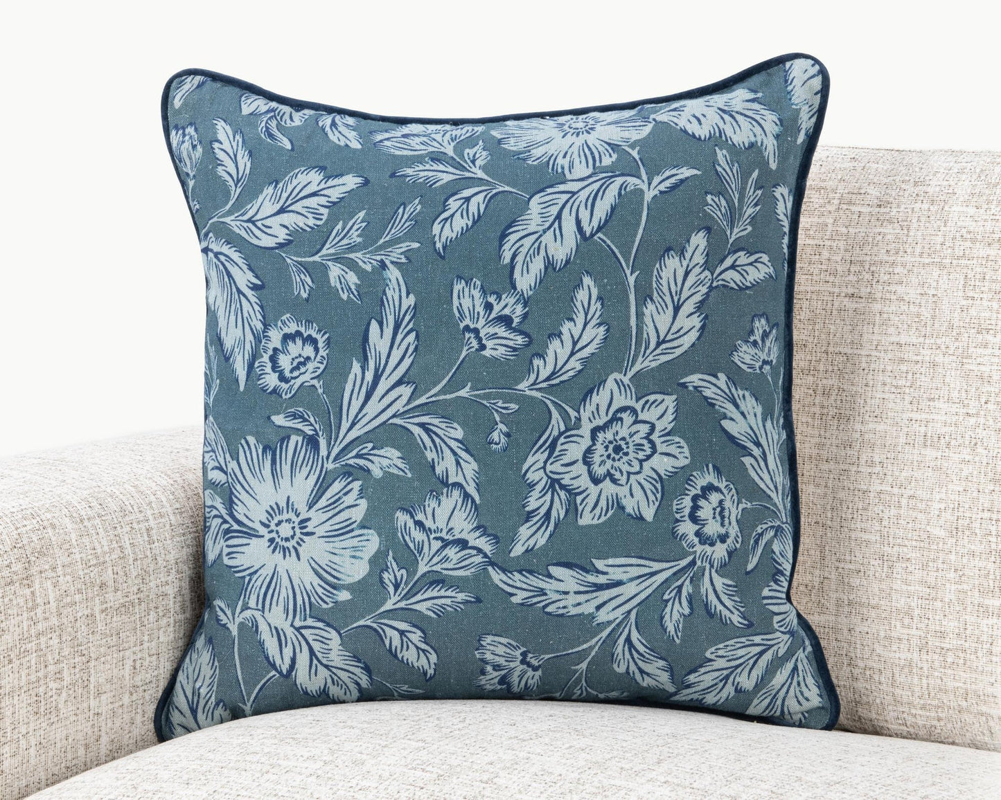 Denim Blue 100% Linen Pattern NV Davenport 22x22 Collection