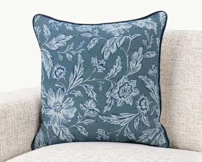 Denim Blue 100% Linen Pattern NV Davenport 22x22 Collection