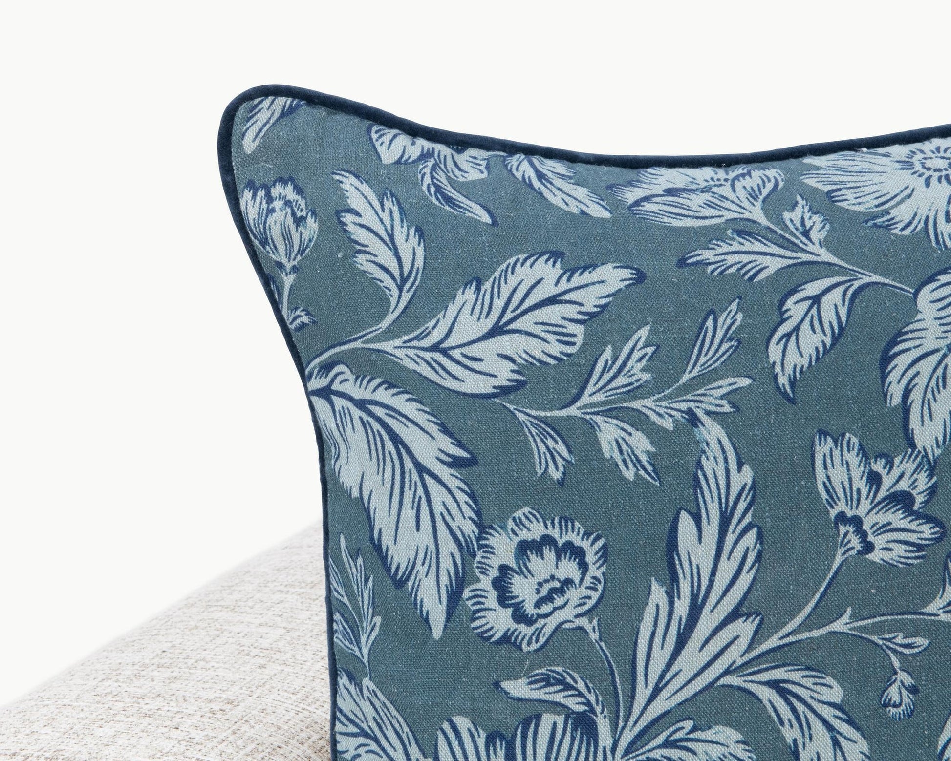 Denim Blue 100% Linen Pattern NV Davenport 22x22 Collection