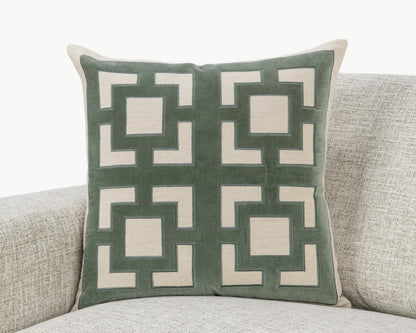 Jade Green 50% Cotton/50% Linen Pattern NV Corbin 22x22 Collection