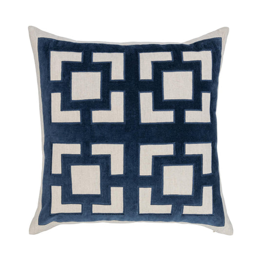 Navy Blue 50% Cotton/50% Linen Pattern NV Corbin 22x22 Collection