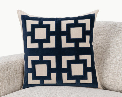 Navy Blue 50% Cotton/50% Linen Pattern NV Corbin 22x22 Collection