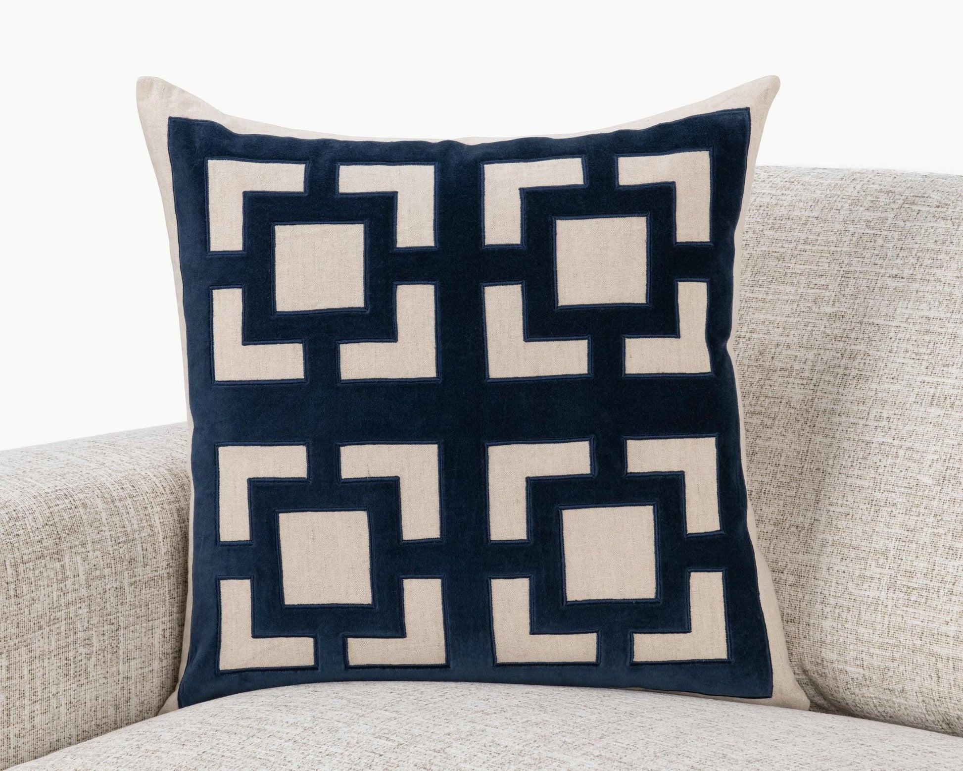 Navy Blue 50% Cotton/50% Linen Pattern NV Corbin 22x22 Collection