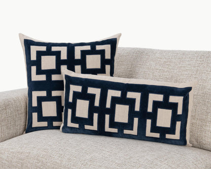 Navy Blue 50% Cotton/50% Linen Pattern NV Corbin 22x22 Collection