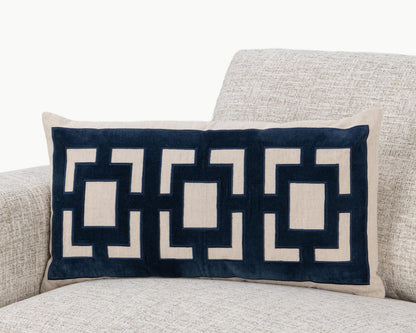 Navy Blue 50% Cotton/50% Linen Pattern NV Corbin 14x26 Collection