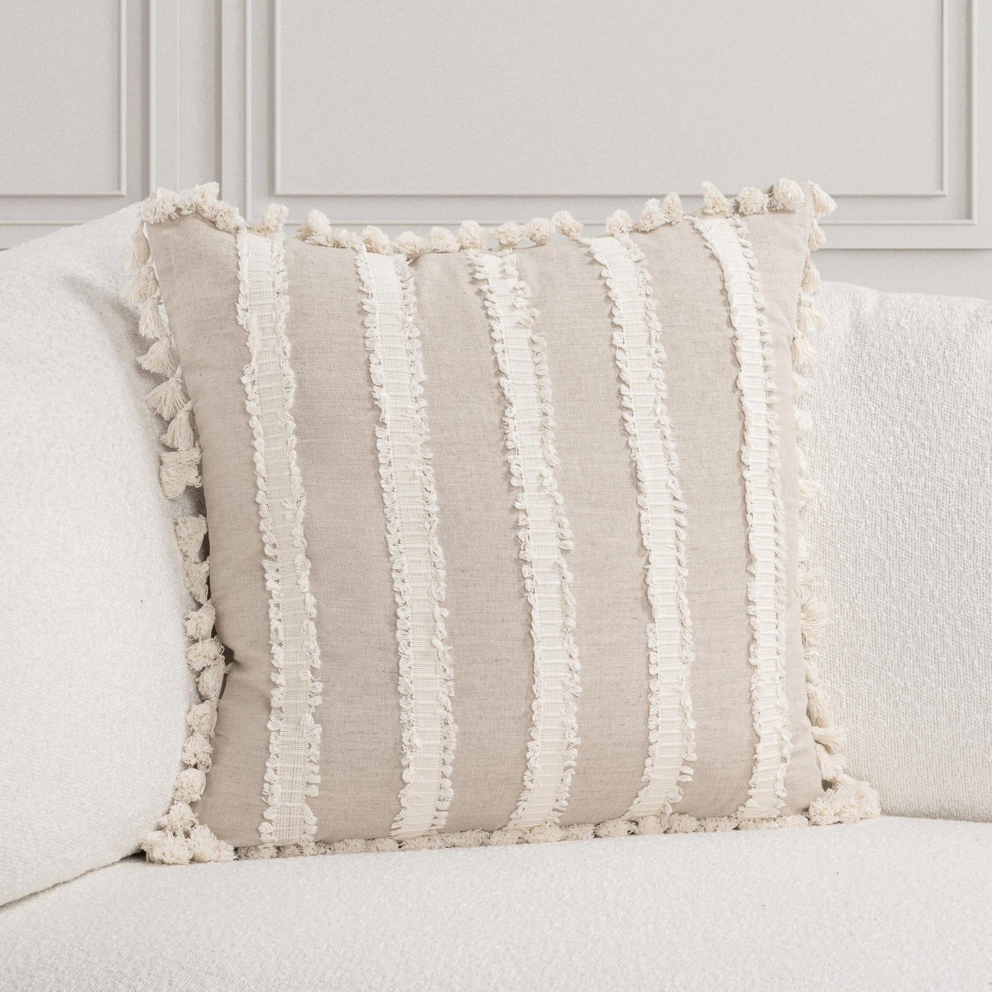 Natural/Ivory 50% Cotton/50% Linen Pattern TQ Edisto Multiple Sizes Collection