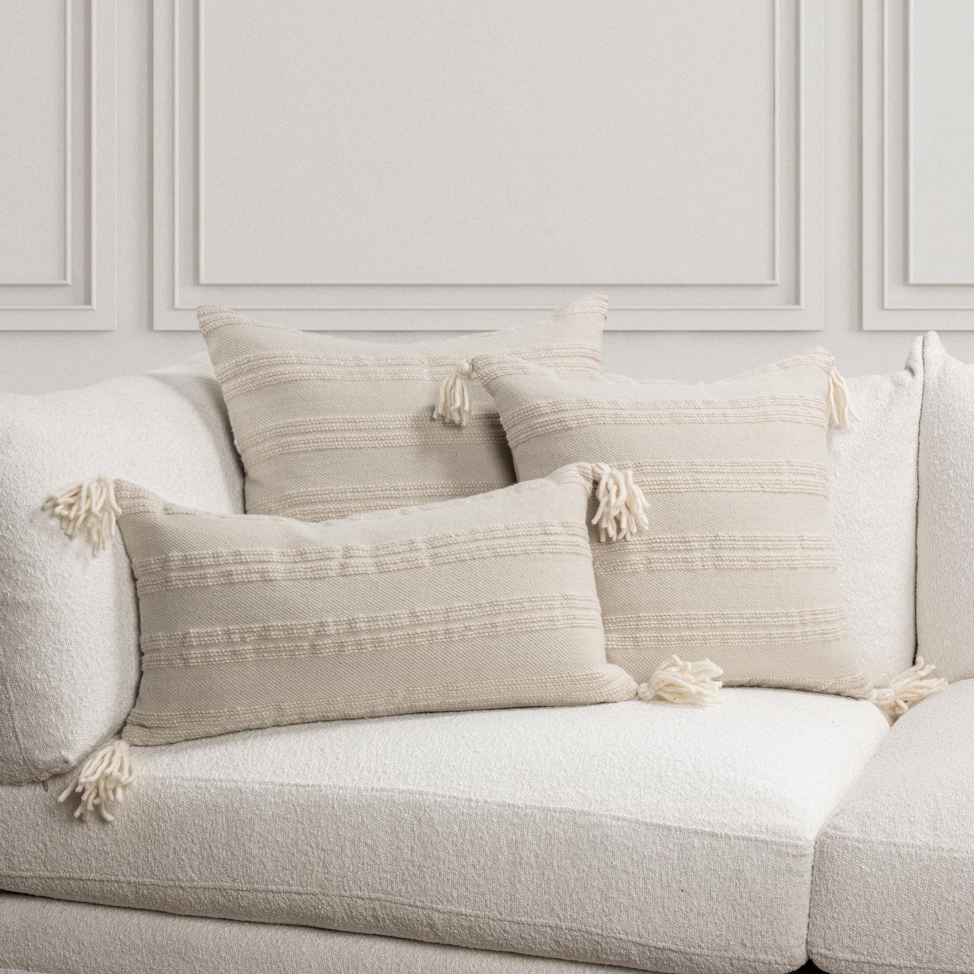 Natural/Ivory 100% Wool Pattern TQ York Multiple Sizes Collection