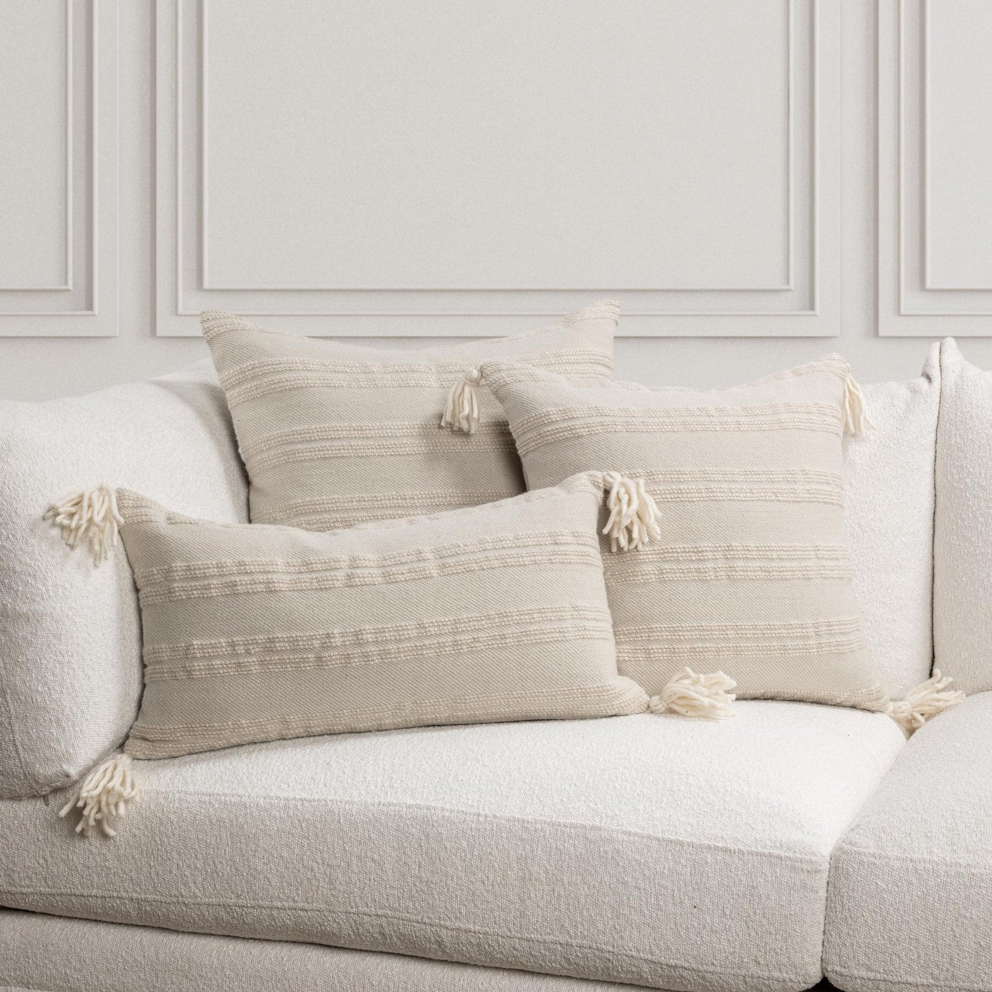 Natural/Ivory 100% Wool Pattern TQ York Multiple Sizes Collection