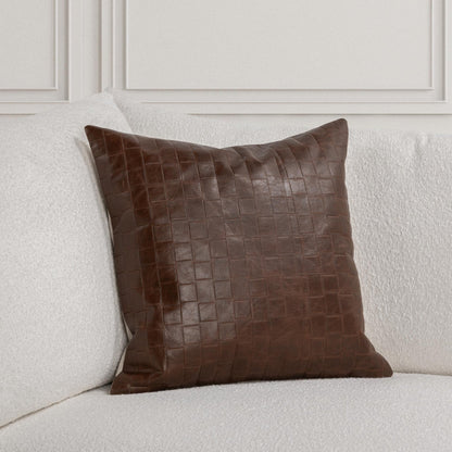 Brown 100% Leather/ 50% Cotton Pattern TQ Leather Seston 20x20 Collection