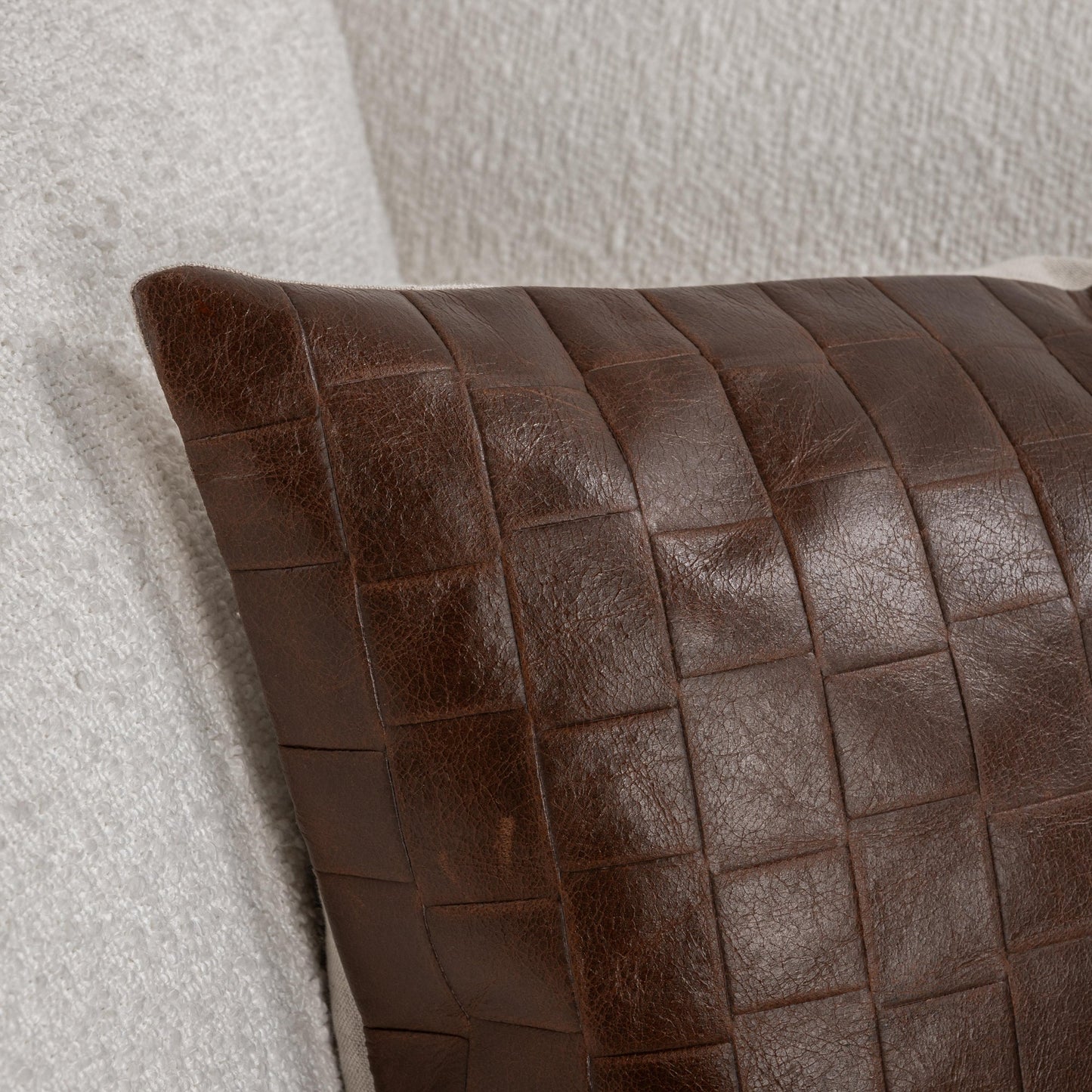 Brown 100% Leather/ 50% Cotton Pattern TQ Leather Seston 20x20 Collection