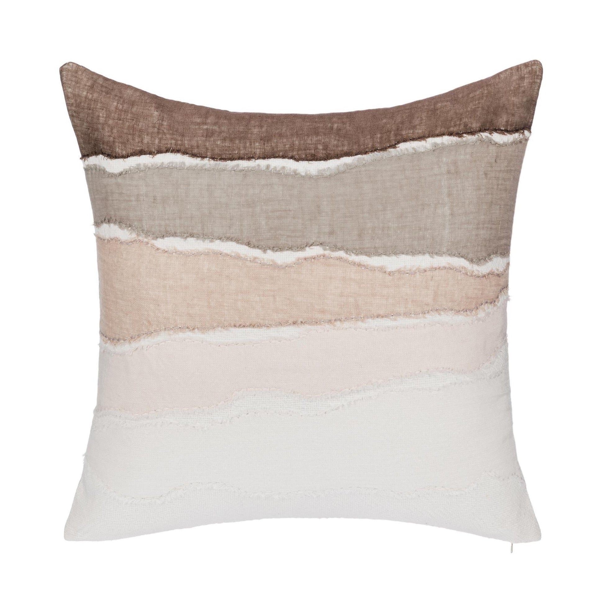 Ivory/Mocha Cream 60% Linen/40% Cotton Pattern LN Bikram 22x22 Collection