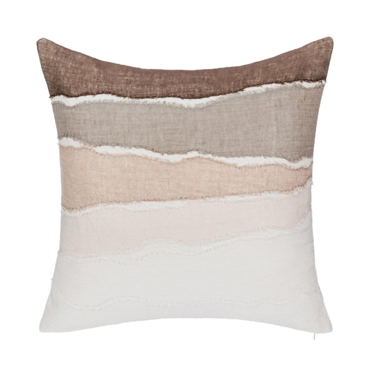 Ivory/Mocha Cream 60% Linen/40% Cotton Pattern LN Bikram 22x22 Collection