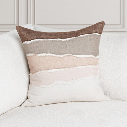Ivory/Mocha Cream 60% Linen/40% Cotton Pattern LN Bikram 22x22 Collection