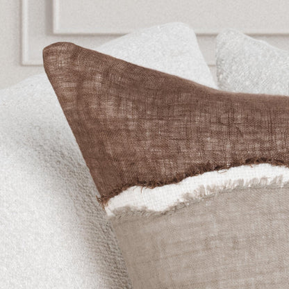 Ivory/Mocha Cream 60% Linen/40% Cotton Pattern LN Bikram 22x22 Collection