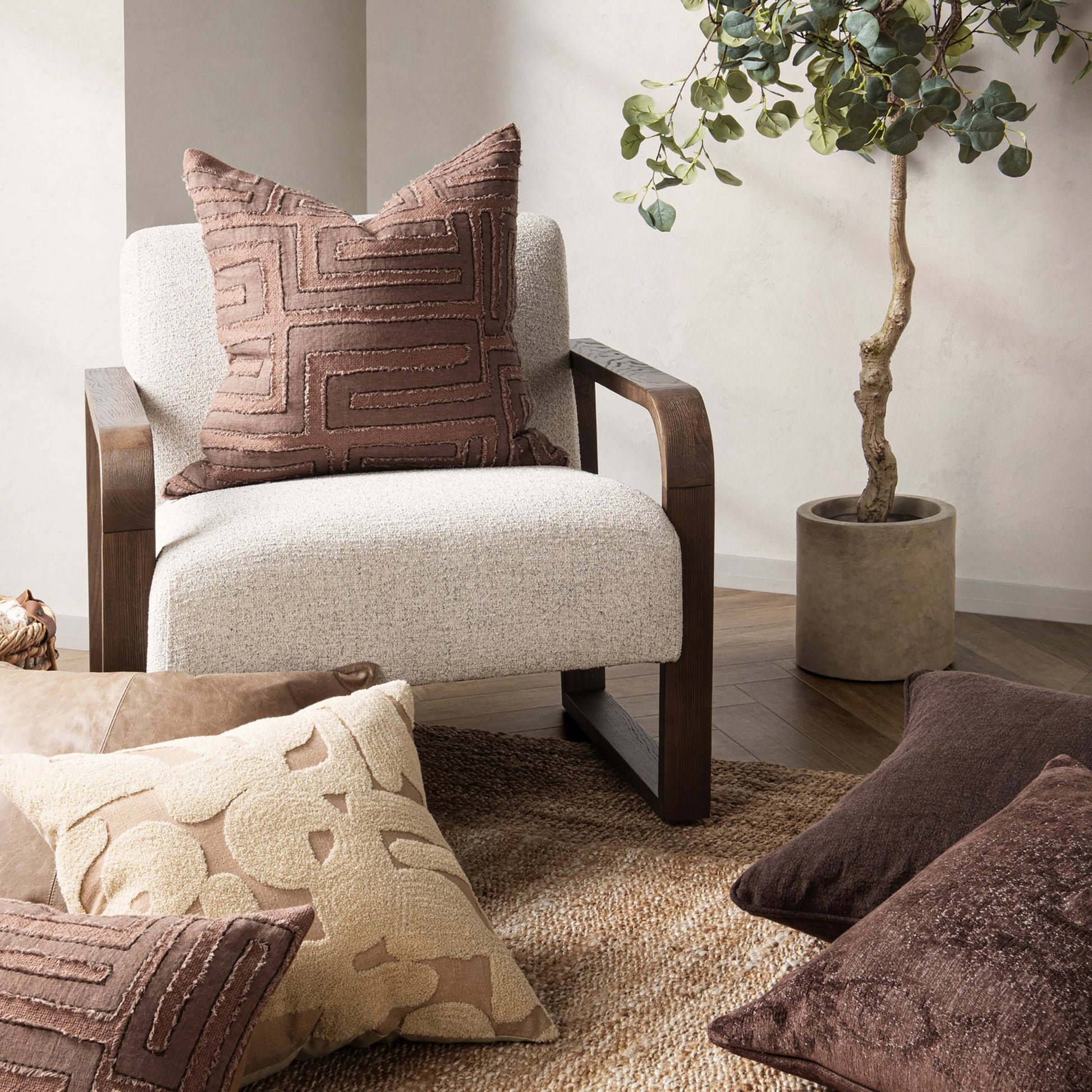 Sierra Brown 40% Cotton/60% Linen Pattern VC Mateo 22x22 Collection