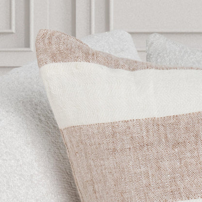 Natural/Ivory 100% Belgian Flax Linen Pattern LN Eleanor 22x22 Collection