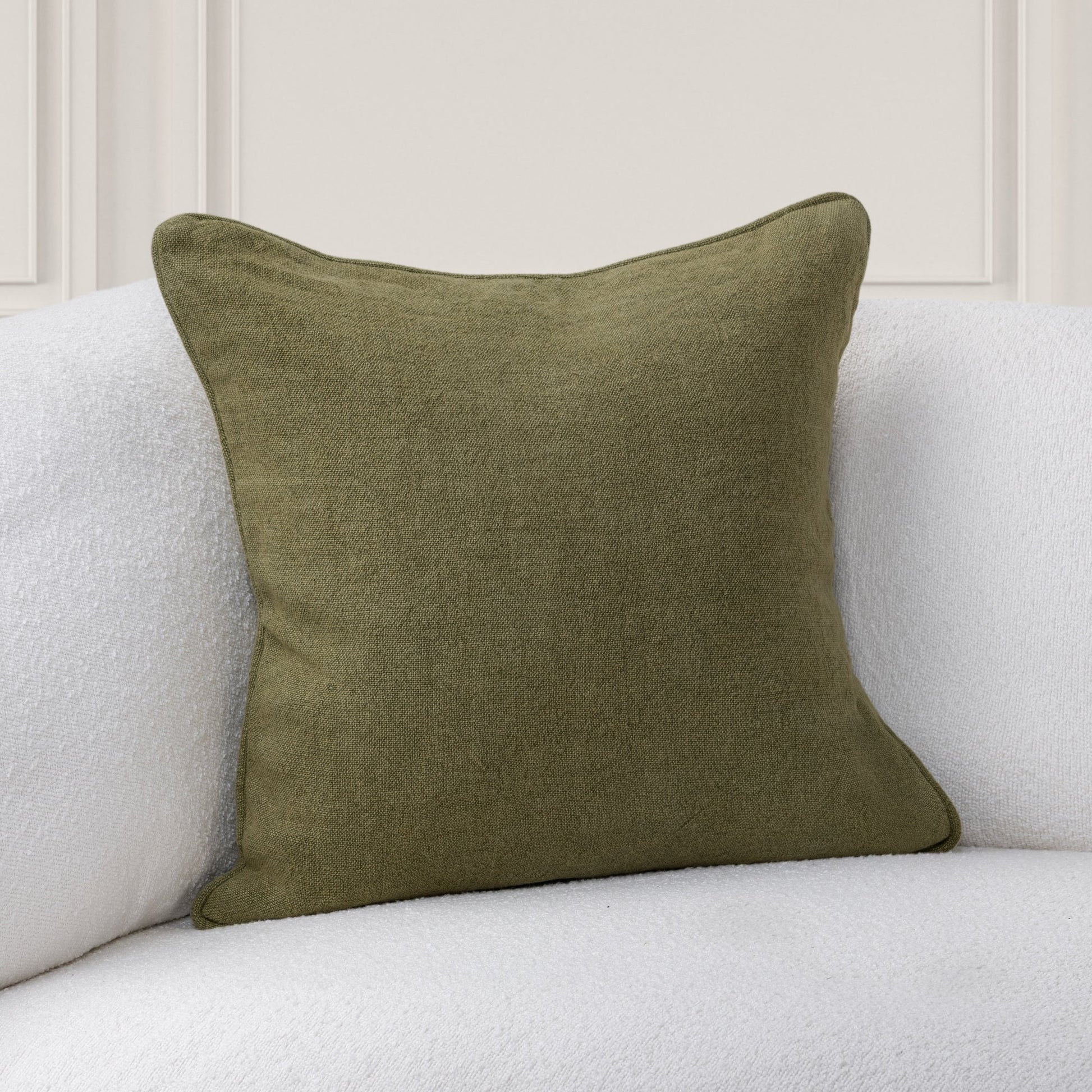 Olive Green 100% Linen Solid SLD Bedford Linen 22x22 Collection