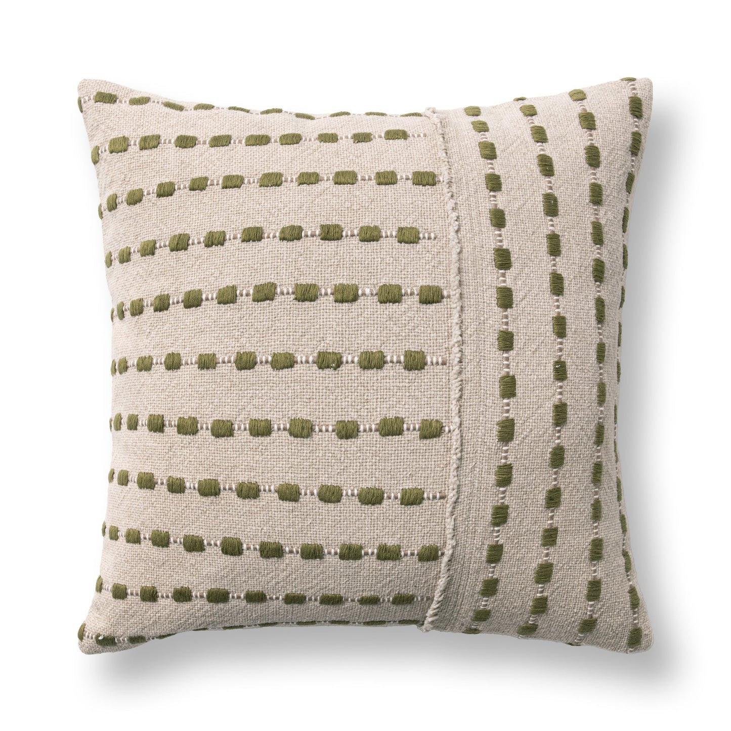 Natural/Olive Green 50% Cotton Pattern TD Katia 20x20 Collection
