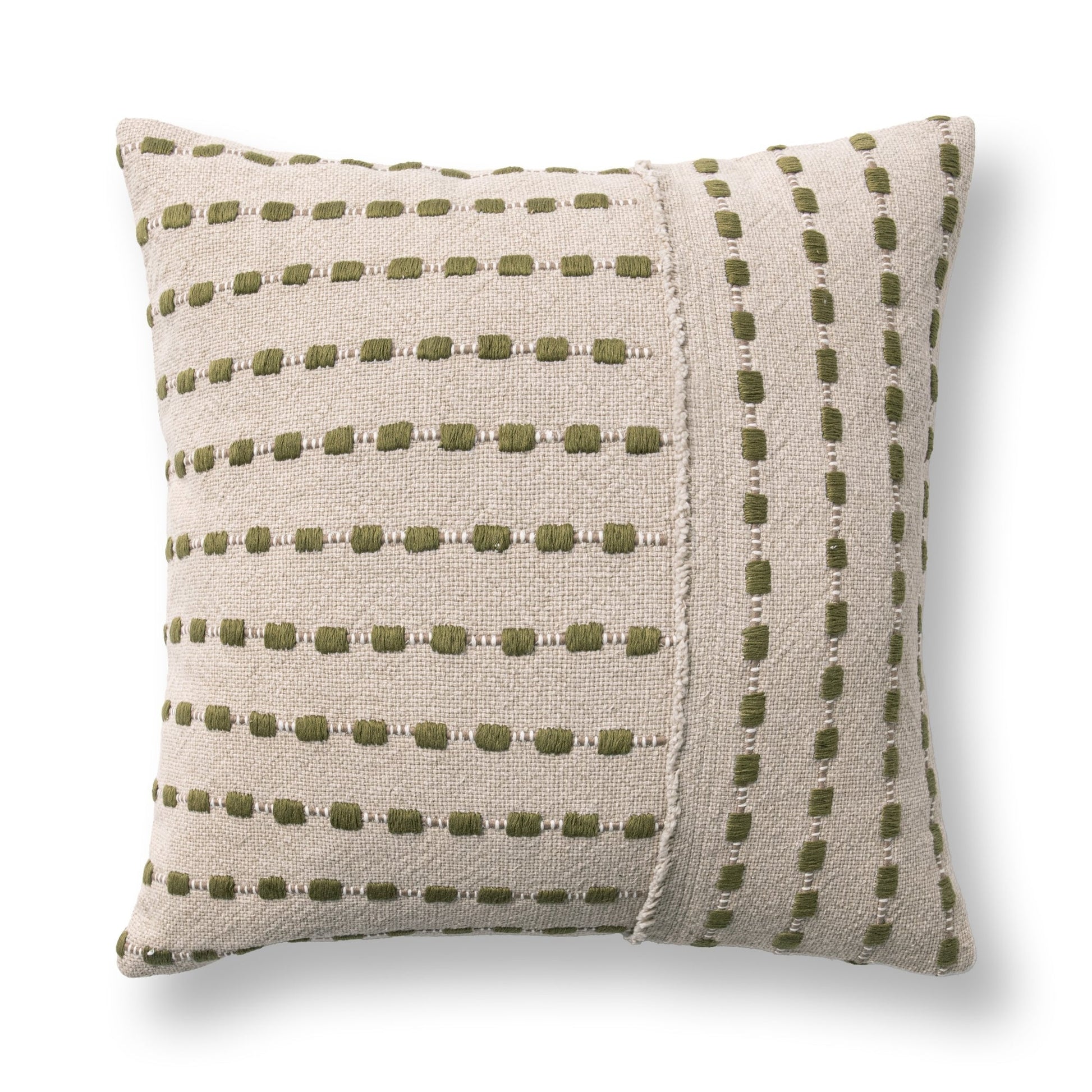 Natural/Olive Green 50% Cotton Pattern TD Katia 20x20 Collection