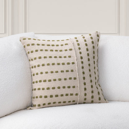Natural/Olive Green 50% Cotton Pattern TD Katia 20x20 Collection