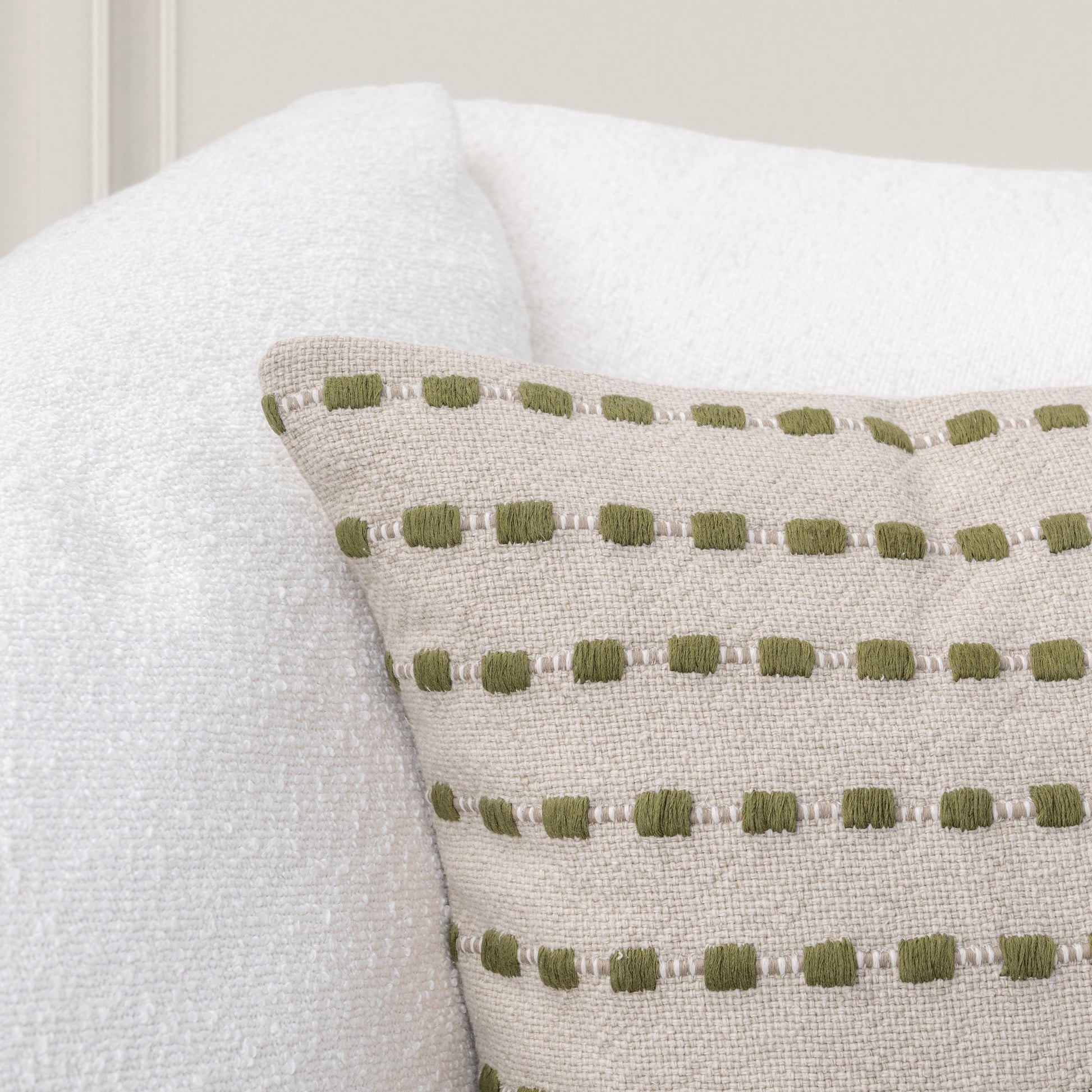 Natural/Olive Green 50% Cotton Pattern TD Katia 20x20 Collection