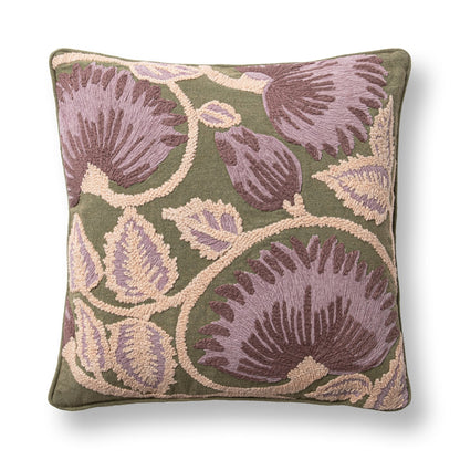 Olive Green 100% Linen Pattern TD Folly Multi 22x22 Collection