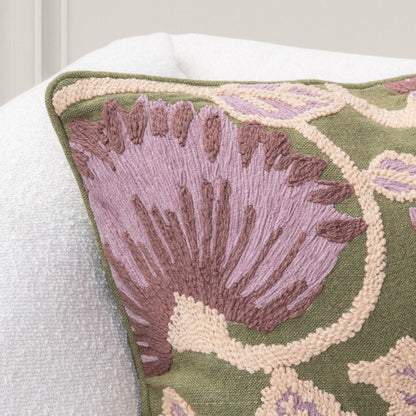 Olive Green 100% Linen Pattern TD Folly Multi 22x22 Collection