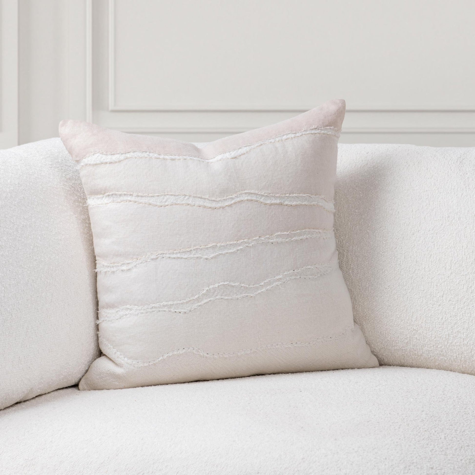 Ivory/Natural 60% Linen Pattern VC Bikram 22x22 Collection