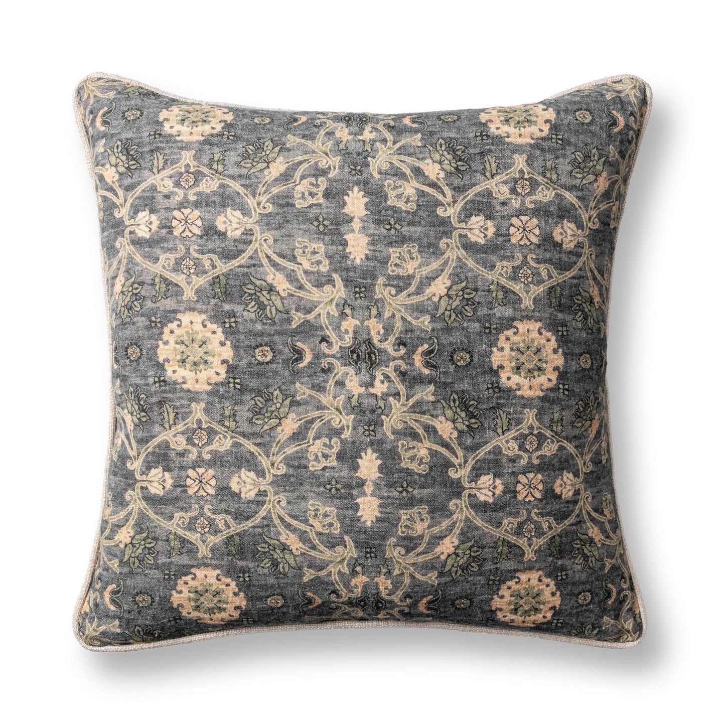 Blue Sea Multi 100% Linen Pattern SR Ira 22x22 Collection