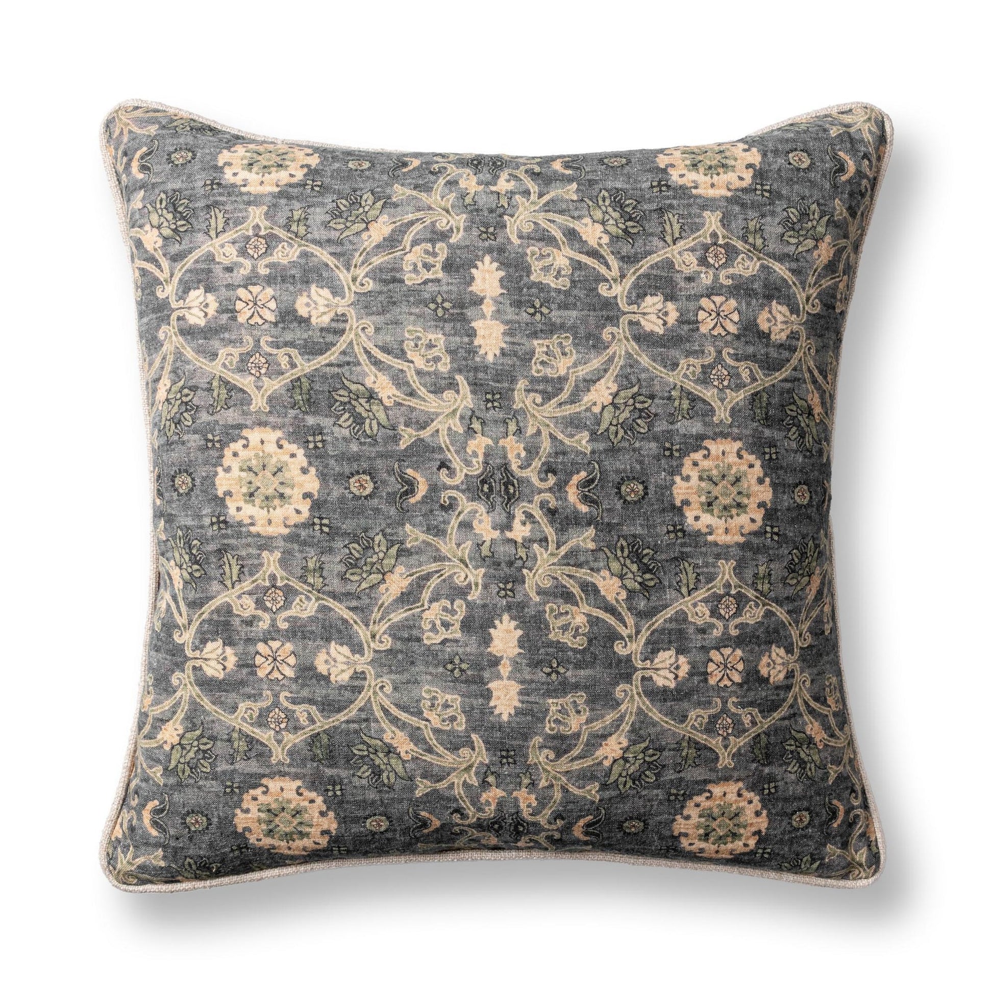 Blue Sea Multi 100% Linen Pattern SR Ira 22x22 Collection
