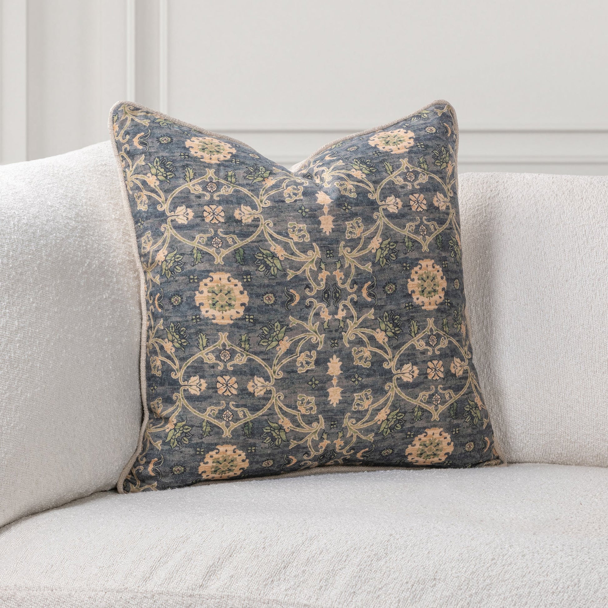 Blue Sea Multi 100% Linen Pattern SR Ira 22x22 Collection