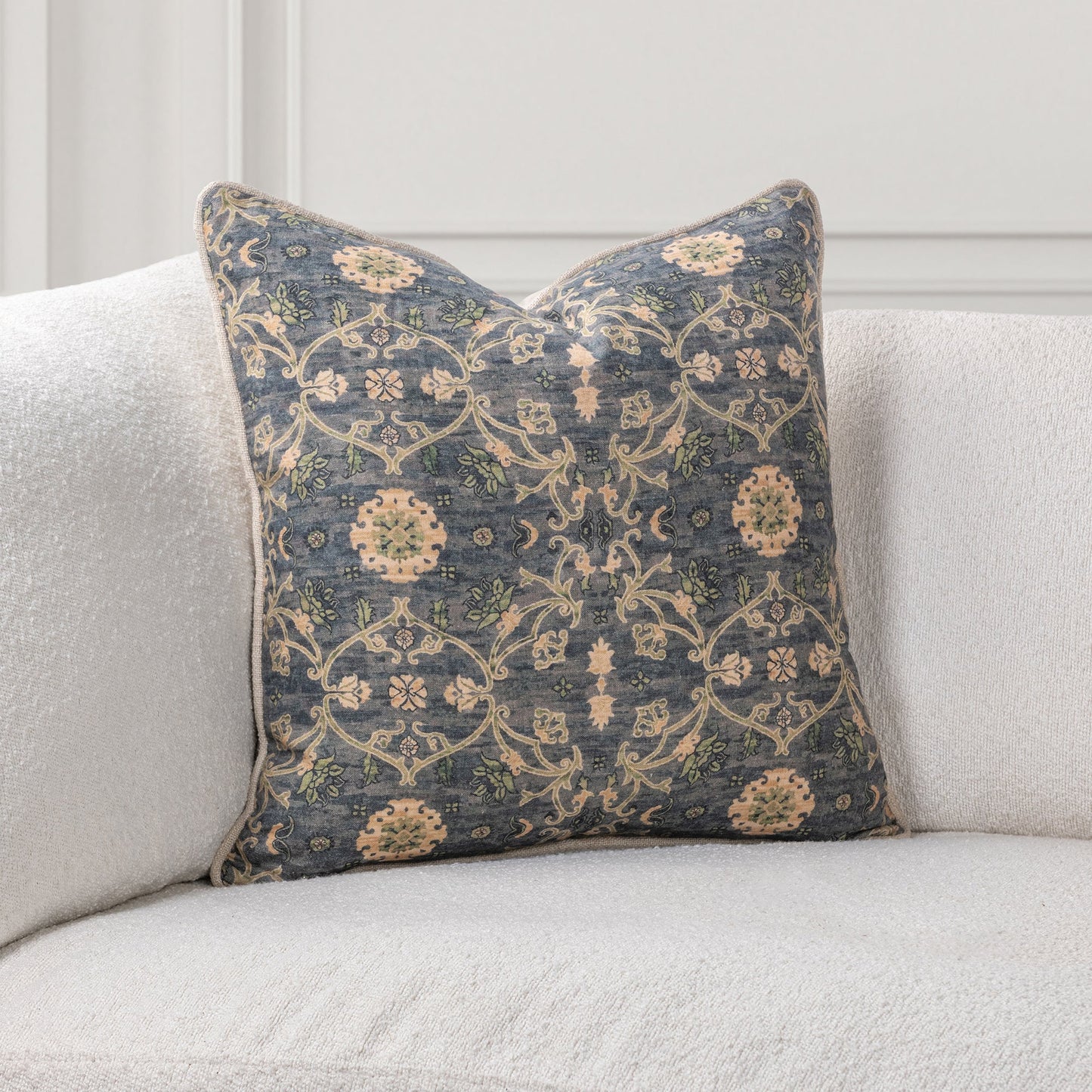 Blue Sea Multi 100% Linen Pattern SR Ira 22x22 Collection