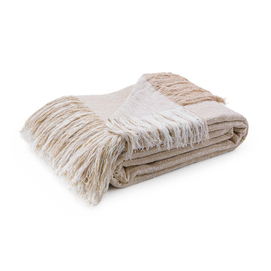 Natural/Ivory 100% Cotton Blankets & Throw BC Beryl Blanket Collection