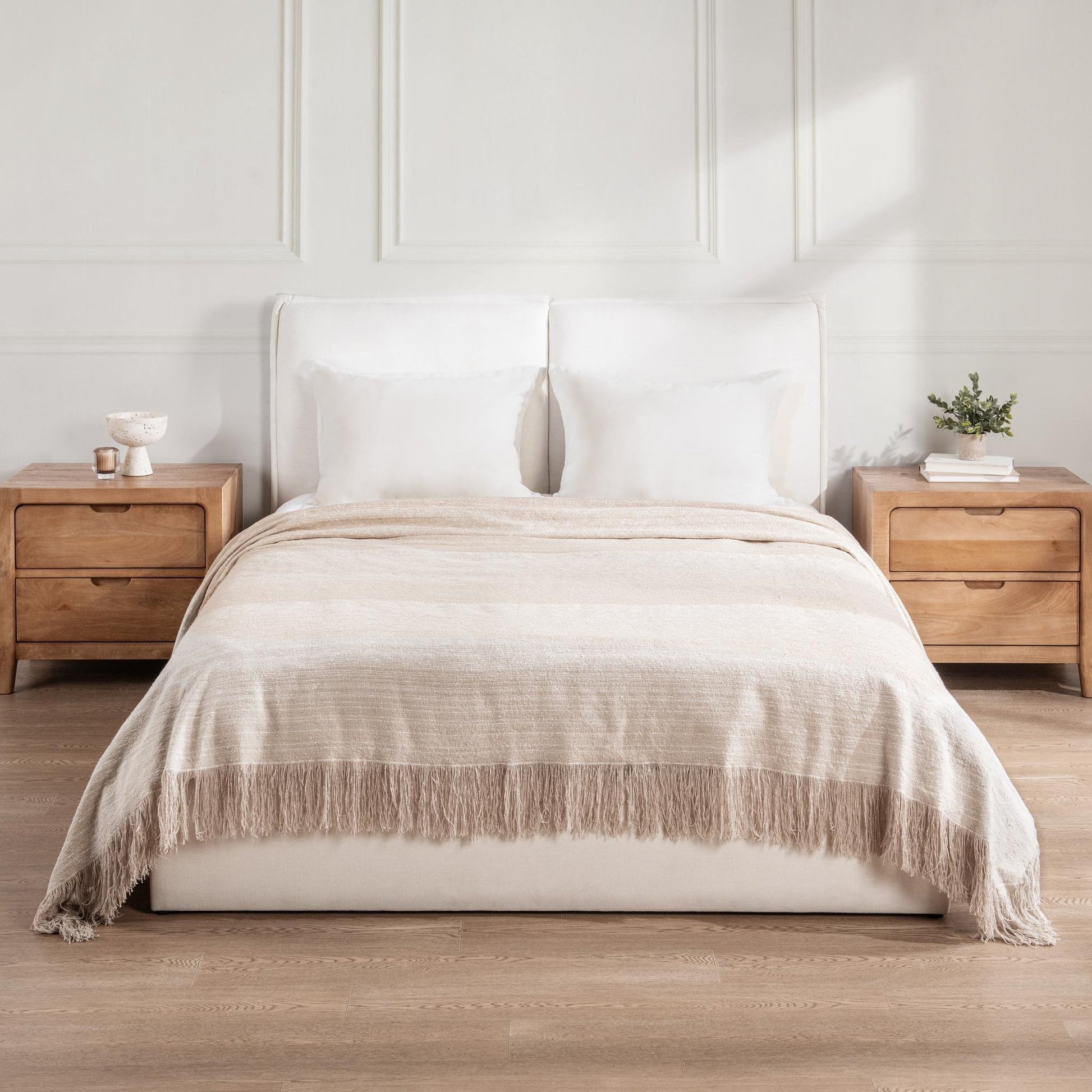 Natural/Ivory 100% Cotton Blankets & Throw BC Beryl Blanket Collection