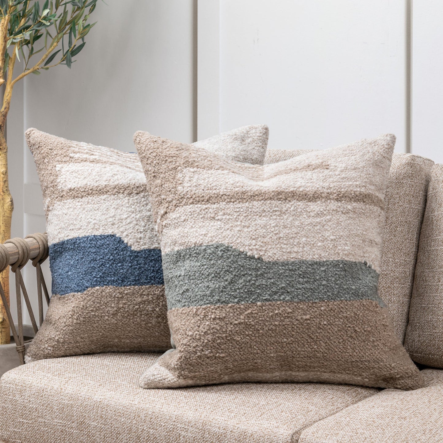 Dry Sage/ Natural 100% Polyester Performance Indoor/Outdoor Performance Sita 22x22 Collection