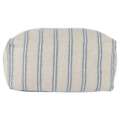70% Linen/ 30% Cotton Pattern Delgada Natural/Blue Pouf Collection
