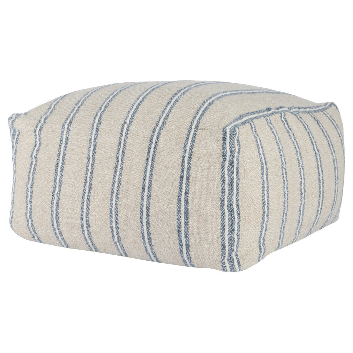 70% Linen/ 30% Cotton Pattern Delgada Natural/Blue Pouf Collection