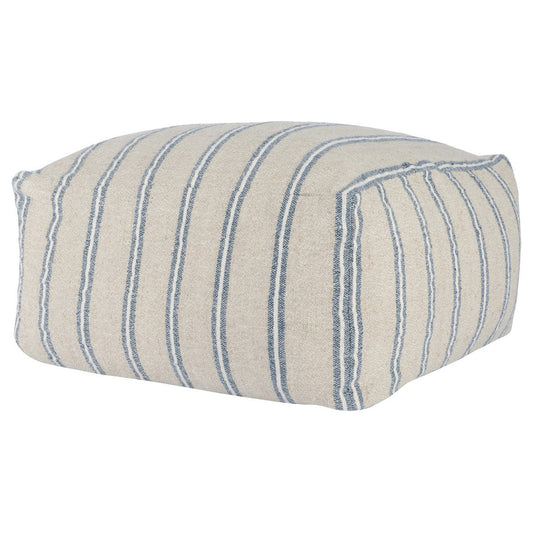70% Linen/ 30% Cotton Pattern Delgada Natural/Blue Pouf Collection
