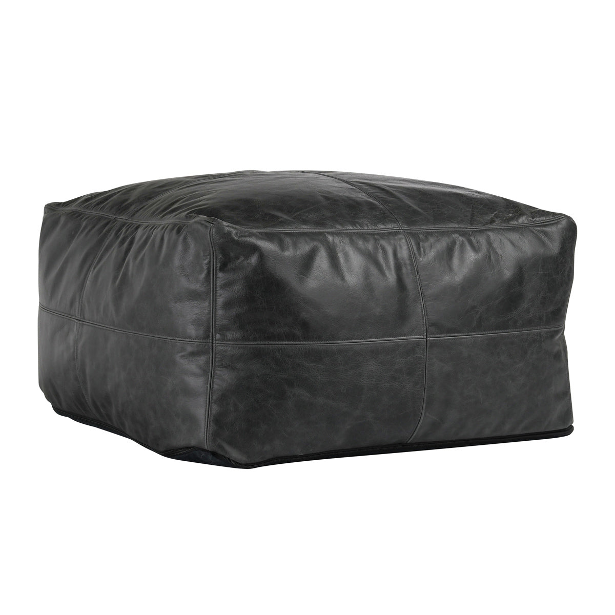 Onyx 100% Genuine Leather Solid Leather Pouf Collection