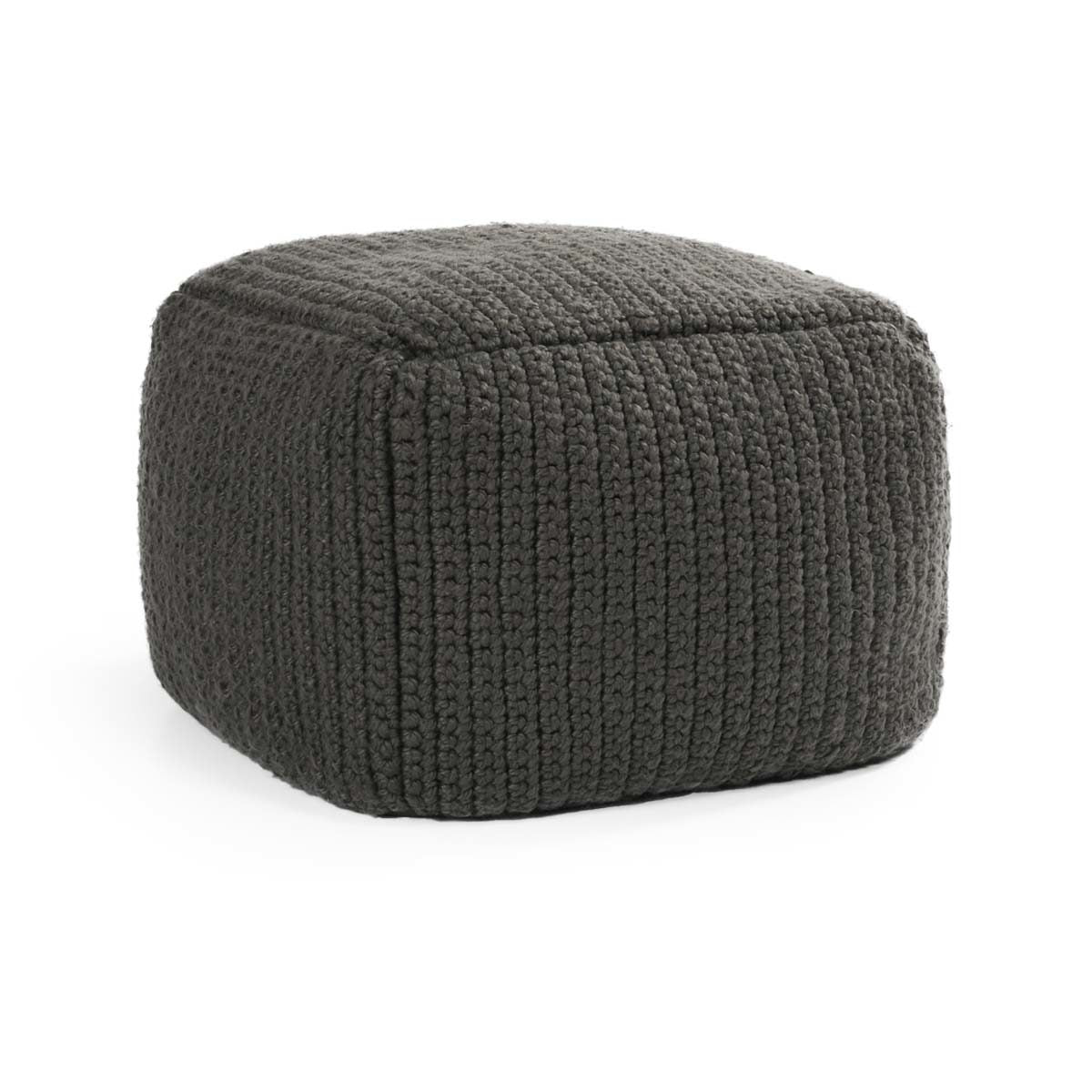 Dark Gray 100% Polyester Performance Indoor/Outdoor Performance Prism Pouf Collection