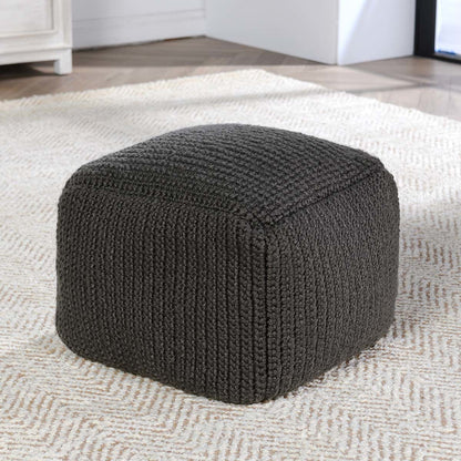 Dark Gray 100% Polyester Performance Indoor/Outdoor Performance Prism Pouf Collection