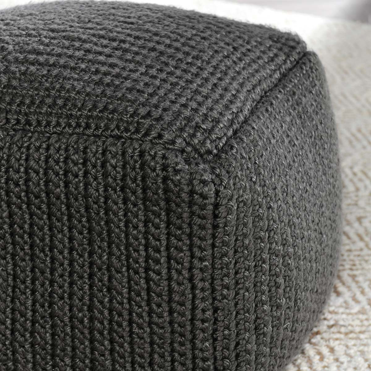 Dark Gray 100% Polyester Performance Indoor/Outdoor Performance Prism Pouf Collection