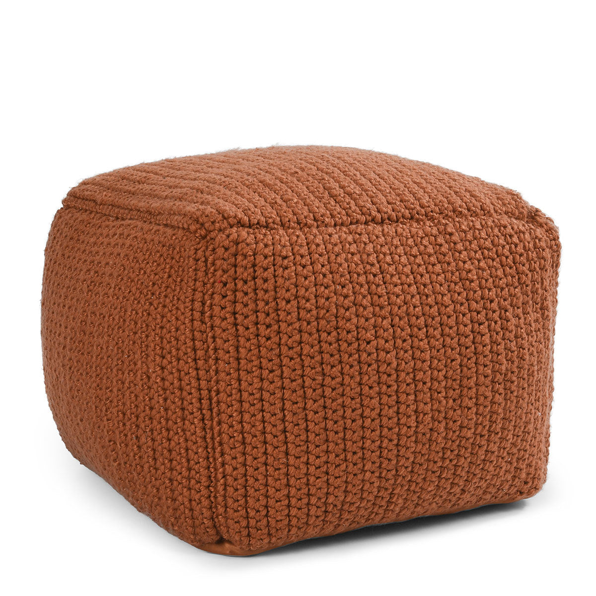 Terra Cotta 100% Polyester Performance Indoor/Outdoor Performance Prism Pouf Collection