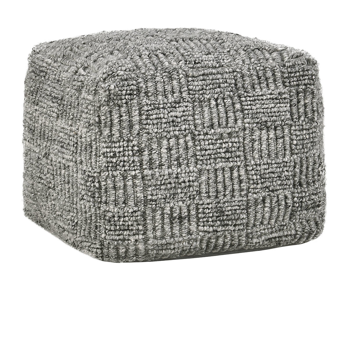 Gray 100% PET Recycled Plastic Performance Indoor/Outdoor Performance Vico Pouf 18"x18"x14" Collection