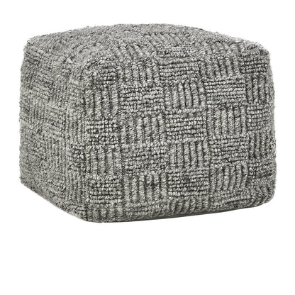 Gray 100% PET Recycled Plastic Performance Indoor/Outdoor Performance Vico Pouf 18"x18"x14" Collection
