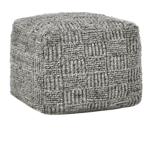 Gray 100% PET Recycled Plastic Performance Indoor/Outdoor Performance Vico Pouf 18"x18"x14" Collection